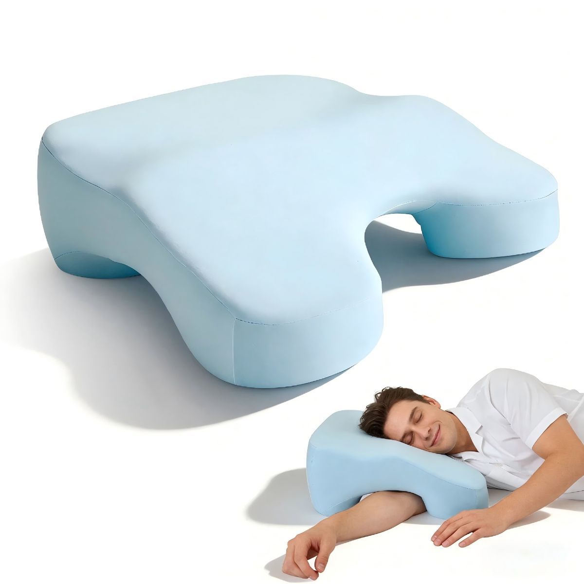 Side Sleeper Pillow for Adults with Arm Holes, Slow Rebound Memory Foam Arm Pillow for Comfortable Neck and Shoulder Support,