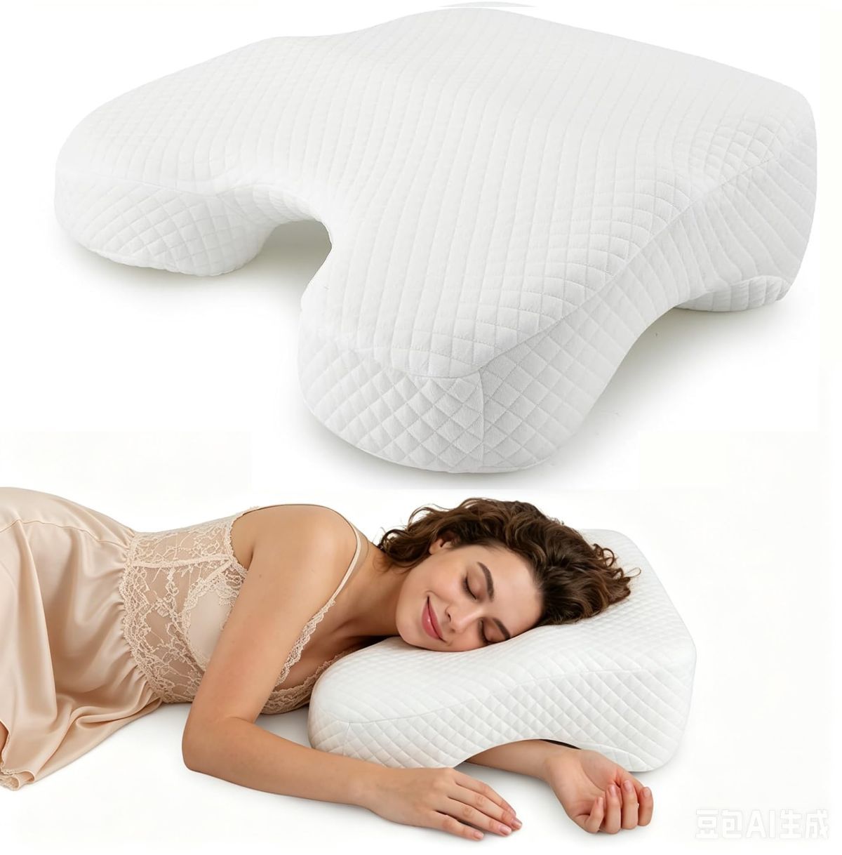 Side Sleeper Pillow for Adults with Arm Holes, Slow Rebound Memory Foam Arm Pillow for Comfortable Neck and Shoulder Support,