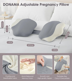 Pregnancy Pillows for Sleeping, Memory Foam Maternity Pillow Support for Back Belly HIPS, Adjustable Travel Wedge Pillow for 