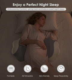 Pregnancy Pillows for Sleeping, Memory Foam Maternity Pillow Support for Back Belly HIPS, Adjustable Travel Wedge Pillow for 