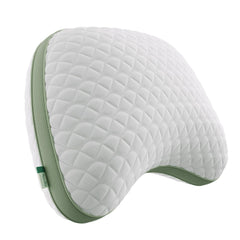 Tencel Side Sleeper Pillow for Neck and Shoulder Pain, Curved Crescent Design with Adjustable Shredded Memory Foam, Silk-Like