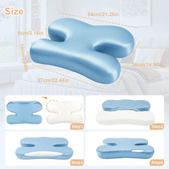 Side Sleeper Pillow for Anti-Wrinkle, Cooling Memory Foam Beauty Pillows for Neck Pain & Breathing Smoothly, Silky Satin Anti