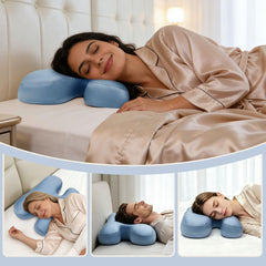 Side Sleeper Pillow for Anti-Wrinkle, Cooling Memory Foam Beauty Pillows for Neck Pain & Breathing Smoothly, Silky Satin Anti