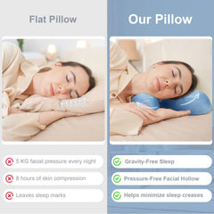 Side Sleeper Pillow for Anti-Wrinkle, Cooling Memory Foam Beauty Pillows for Neck Pain & Breathing Smoothly, Silky Satin Anti