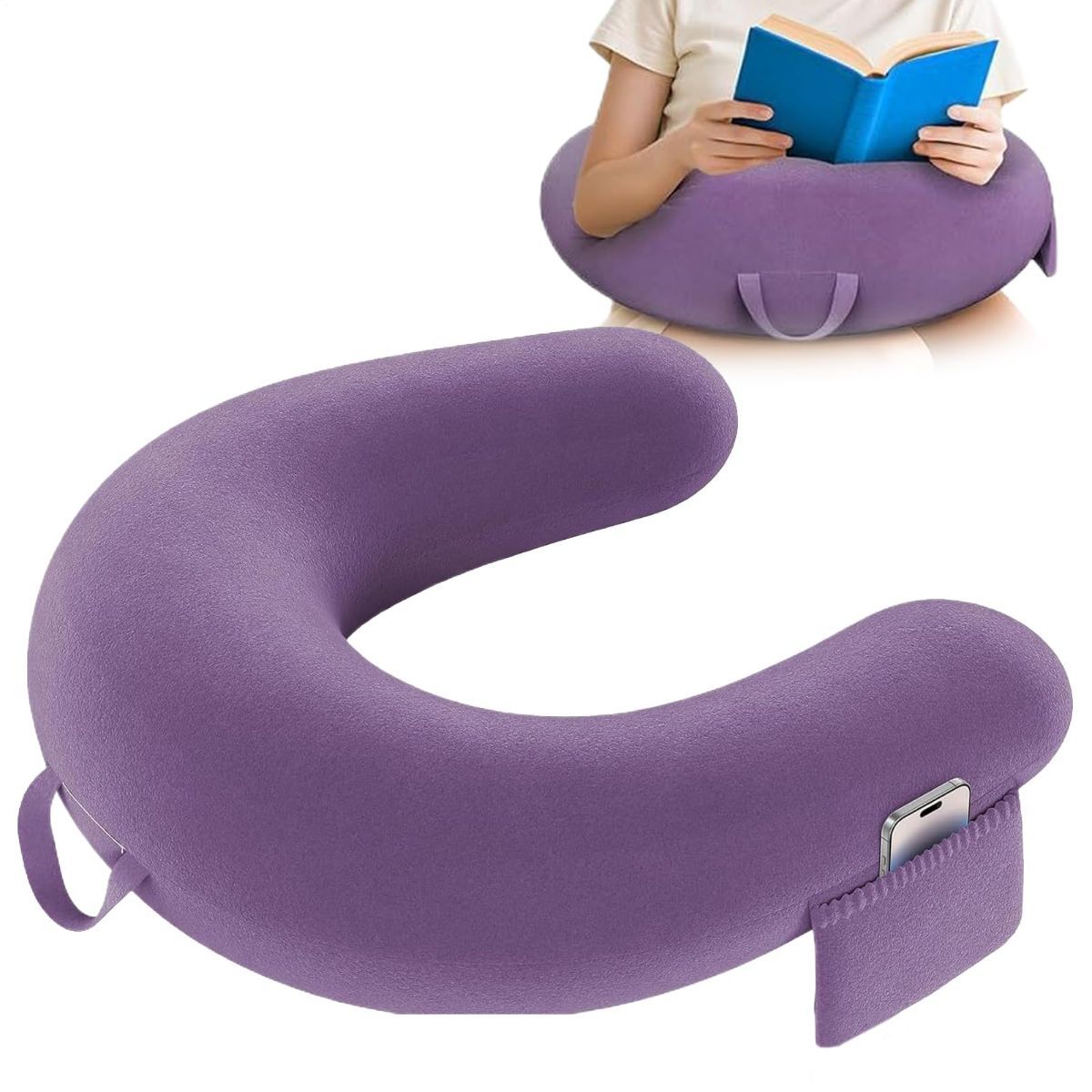 Reading Lap Pillow Ergonomic U Shape Cushion | Reading Pillow for Bed for Adults Elbow Rest Reduces Fatigue Desk Couch Floor 