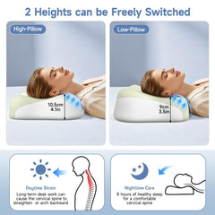 Memory Foam Cervical Pillow, Neck Comfort Support,Ergonomic High-Low Contour Neck Pillow, Supportive Sleeping Pillow for Side