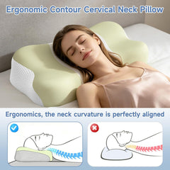 Memory Foam Cervical Pillow, Neck Comfort Support,Ergonomic High-Low Contour Neck Pillow, Supportive Sleeping Pillow for Side