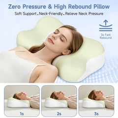 Memory Foam Cervical Pillow, Neck Comfort Support,Ergonomic High-Low Contour Neck Pillow, Supportive Sleeping Pillow for Side