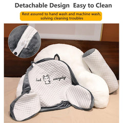 Reading Pillow for Kid Or Adult Large Back Pillow for Sitting Up in Bed Detachable Neck Roll with Arms Large Bed Rest Pillow 