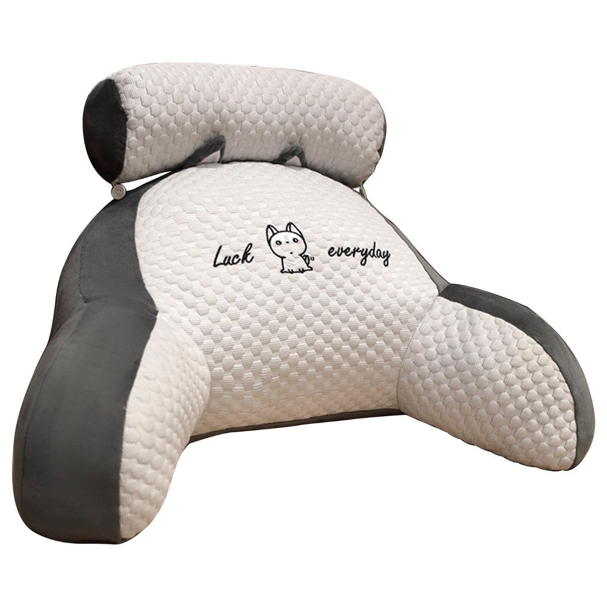 Reading Pillow for Kid Or Adult Large Back Pillow for Sitting Up in Bed Detachable Neck Roll with Arms Large Bed Rest Pillow 