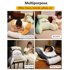 Reading Pillow for Kid Or Adult Large Back Pillow for Sitting Up in Bed Detachable Neck Roll with Arms Large Bed Rest Pillow 