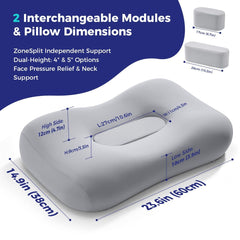 Side Sleeper Pillow - Face & Neck Relief, Dual-Mode 2-in-1, 60D Memory Foam, Dual-Height: 4" & 5", Cervical Support for Side 