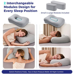 Side Sleeper Pillow - Face & Neck Relief, Dual-Mode 2-in-1, 60D Memory Foam, Dual-Height: 4" & 5", Cervical Support for Side 