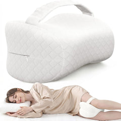 Knee Pillow for Side Sleepers, Supportive Memory Foam Leg Pillow for Side Sleeping with Elastic Strap, Heart-Shape Pillow Bet