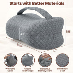 Knee Pillow for Side Sleepers, Supportive Memory Foam Leg Pillow for Side Sleeping with Elastic Strap, Heart-Shape Pillow Bet