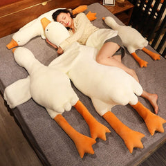 Giant White Goose Plush Pillow Soft Fabric Pillow Sleeping Companion Hugging - White - Size 20in