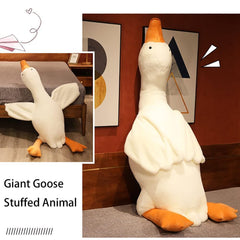 Giant White Goose Plush Pillow Soft Fabric Pillow Sleeping Companion Hugging - White - Size 35in