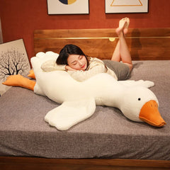 Giant White Goose Plush Pillow Soft Fabric Pillow Sleeping Companion Hugging - White - Size 35in