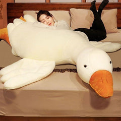 Giant White Goose Plush Pillow Soft Fabric Pillow Sleeping Companion Hugging - White - Size 51in