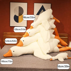 Giant White Goose Plush Pillow Soft Fabric Pillow Sleeping Companion Hugging - White - Size 75in