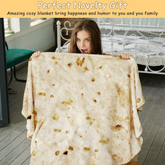 Burritos Tortilla Throw Blanket(Beige), Novelty Funny Round Blanket for Adults & Kids, Soft Flannel Tortilla Wrap Blanket（47"