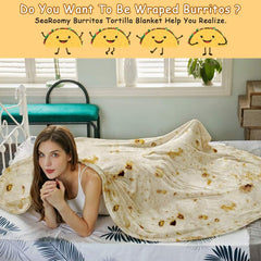 Burritos Tortilla Throw Blanket(Beige), Novelty Funny Round Blanket for Adults & Kids, Soft Flannel Tortilla Wrap Blanket（47"
