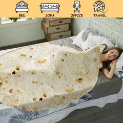 Burritos Tortilla Throw Blanket(Beige), Novelty Funny Round Blanket for Adults & Kids, Soft Flannel Tortilla Wrap Blanket（47"