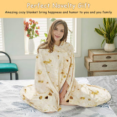 Burritos Tortilla Throw Blanket(Beige), Novelty Funny Round Blanket for Adults & Kids, Soft Flannel Tortilla Wrap Blanket（47"
