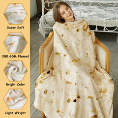 Burritos Tortilla Throw Blanket(Beige), Novelty Funny Round Blanket for Adults & Kids, Soft Flannel Tortilla Wrap Blanket（71"