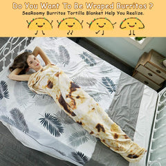 Burritos Tortilla Throw Blanket (Brown), Novelty Funny Round Blanket for Kids & Adults, Soft Flannel Tortilla Wrap Blanket（36