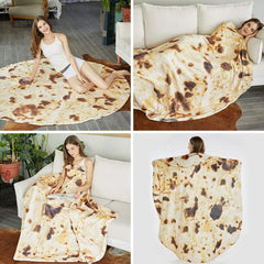 Burritos Tortilla Throw Blanket (Brown), Novelty Funny Round Blanket for Kids & Adults, Soft Flannel Tortilla Wrap Blanket（36