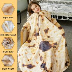 Burritos Tortilla Throw Blanket (Brown), Novelty Funny Round Blanket for Kids & Adults, Soft Flannel Tortilla Wrap Blanket（60