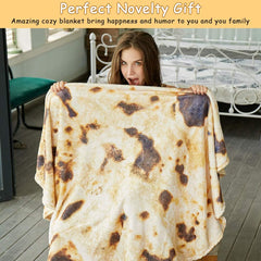 Burritos Tortilla Throw Blanket (Brown), Novelty Funny Round Blanket for Kids & Adults, Soft Flannel Tortilla Wrap Blanket（71