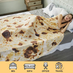 Burritos Tortilla Throw Blanket (Brown), Novelty Funny Round Blanket for Kids & Adults, Soft Flannel Tortilla Wrap Blanket（71