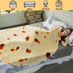 Burritos Tortilla Throw Blanket (Yellow), Novelty Funny Round Blanket for Kids & Adults, Soft Flannel Tortilla Wrap Blanket（3