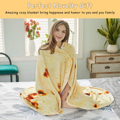 Burritos Tortilla Throw Blanket (Yellow), Novelty Funny Round Blanket for Kids & Adults, Soft Flannel Tortilla Wrap Blanket（4