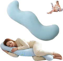 Pea Pod Shape Body Pillow for Adults Full-Body Support Side Sleeper Pillow, Pregnancy Back Pain Relief, Soft Hug Pillow with 