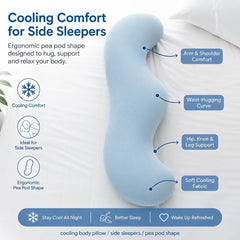 Pea Pod Shape Body Pillow for Adults Full-Body Support Side Sleeper Pillow, Pregnancy Back Pain Relief, Soft Hug Pillow with 