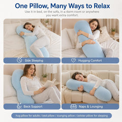 Pea Pod Shape Body Pillow for Adults Full-Body Support Side Sleeper Pillow, Pregnancy Back Pain Relief, Soft Hug Pillow with 
