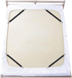 4-Pack Adjustable Bed Sheet Straps with Clips, Elastic Sheet Fasteners for Fitted Sheets, Sofa Covers, Tablecloths, Anti-Slip