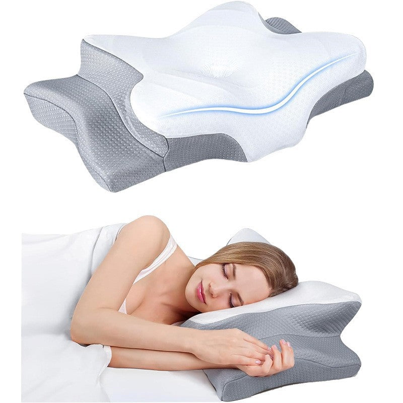 High-Performance Butterfly Memory Foam Pillow – 15° Cervical Support, Cooling Gel Cover, Ergonomic Contour Design for Neck Pa