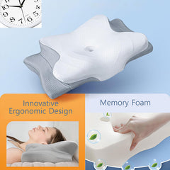 High-Performance Butterfly Memory Foam Pillow – 15° Cervical Support, Cooling Gel Cover, Ergonomic Contour Design for Neck Pa