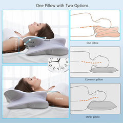 High-Performance Butterfly Memory Foam Pillow – 15° Cervical Support, Cooling Gel Cover, Ergonomic Contour Design for Neck Pa