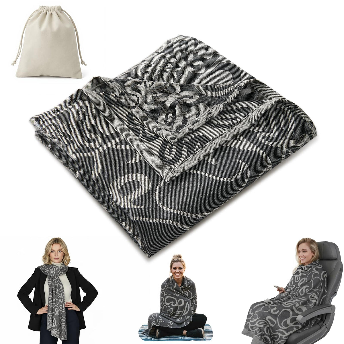 Premium Travel Blanket – Ultra-Soft Knit Wrap for Airplane, Car, Office Naps, and Gifts – Lightweight, Breathable, and Stylis