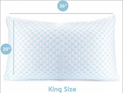 King Size Cooling Pillow with Shredded Memory Foam & Gel Infusion – Adjustable Loft, Breathable Dual-Sided Cover, 20" x 36" (
