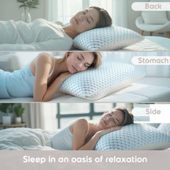 King Size Cooling Pillow with Shredded Memory Foam & Gel Infusion – Adjustable Loft, Breathable Dual-Sided Cover, 20" x 36" (