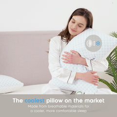 Queen Size Cooling Pillow with Shredded Memory Foam & Gel Infusion – Adjustable Loft, Breathable Dual-Sided Cover, 20" x 30" 
