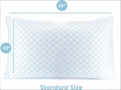 Standard Size Cooling Pillow with Shredded Memory Foam & Gel Infusion – Adjustable Loft, Breathable Dual-Sided Cover, 20" x 2