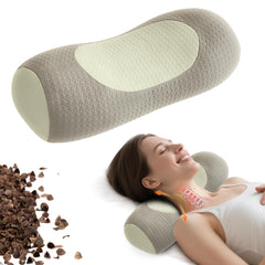 Organic Buckwheat Cervical Pillow – Ergonomic Neck Support for Side and Back Sleepers, Adjustable Firmness with Removable Cov