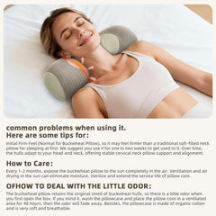 Organic Buckwheat Cervical Pillow – Ergonomic Neck Support for Side and Back Sleepers, Adjustable Firmness with Removable Cov